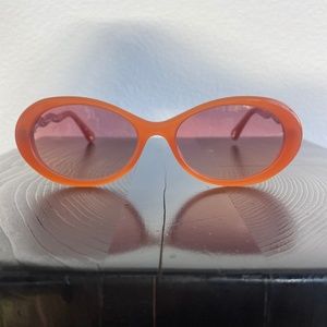 Chloe 56mm Oval Retro Orange Gradient Scalloped Temple Sunglasses